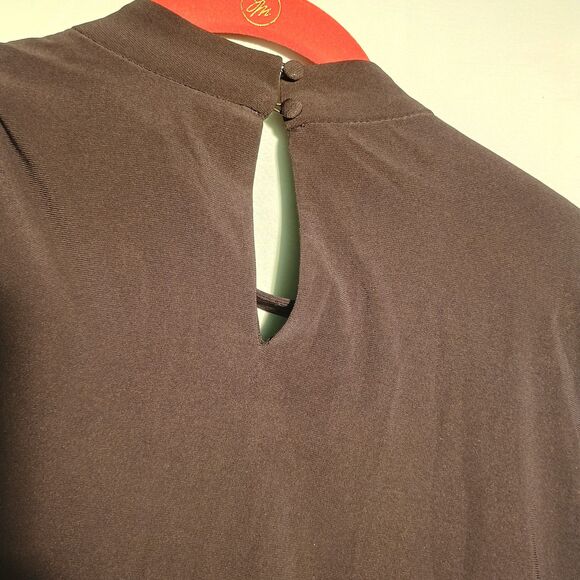 Elegant Black Chiffon Blouse – Draped Front & Flowy Sleeves – Size XL - Picture 4 of 5